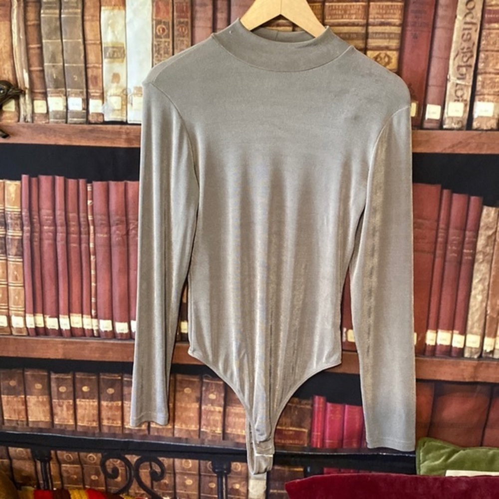 Vintage Y2K Victoria’s Secret Taupe Shimmer Mock Neck Bodysuit Size S